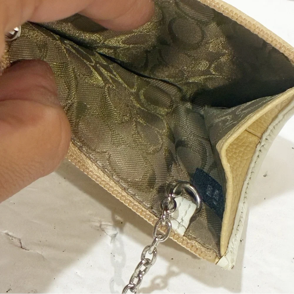 Coach‎ Leather Card Wallet Brown/cream Pebbled Leather Keychain